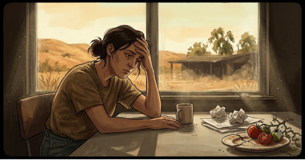Exhausted woman resting indoors during a heatwave