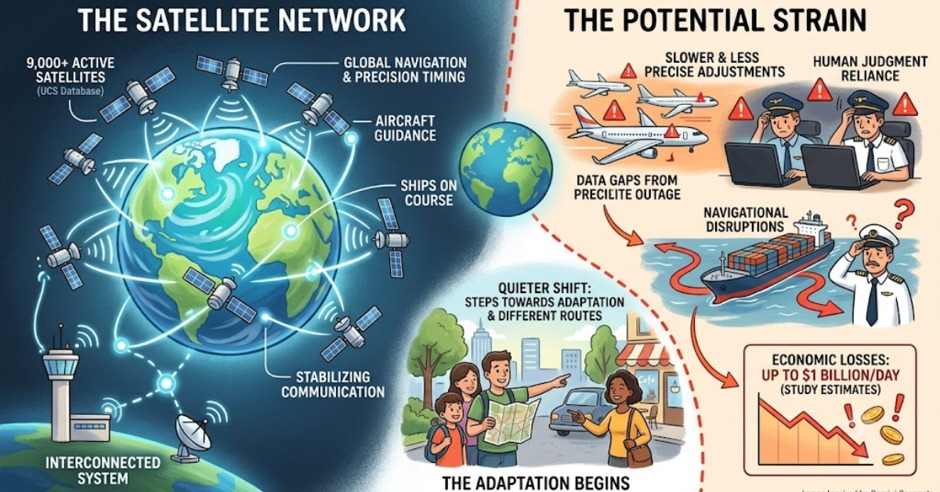 Infographics explaining the global network and potential strain