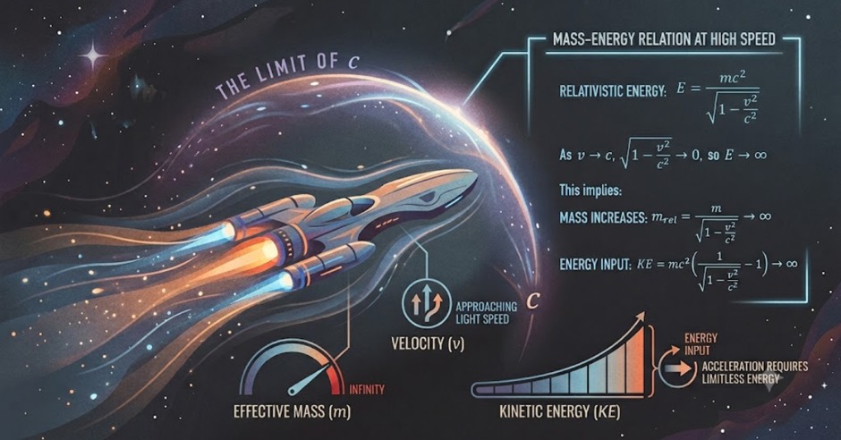 Mass energy relation at the speed of light