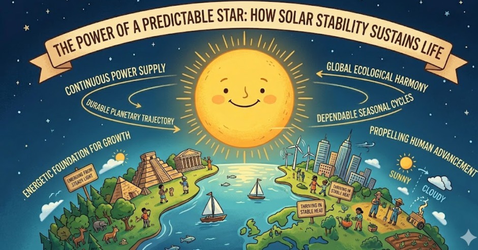Predictable solar energy sustains global ecological harmony