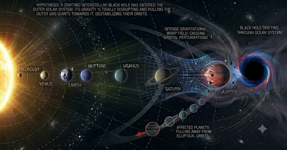 Rogue black hole alters planetary orbit paths completely