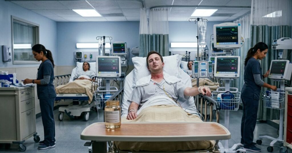 Man on a hospital bed