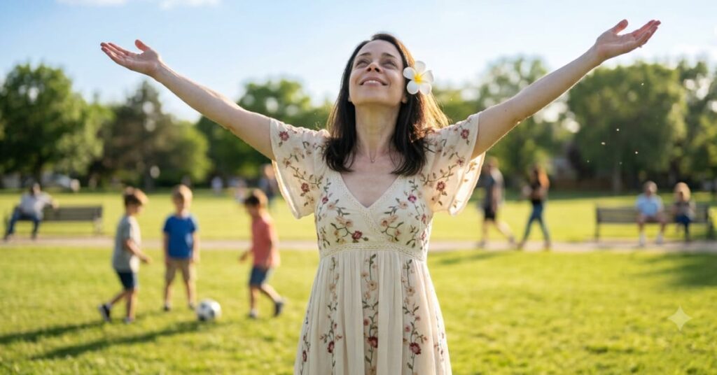 Woman enjoying life confidently after successful cognitive behavioral therapy