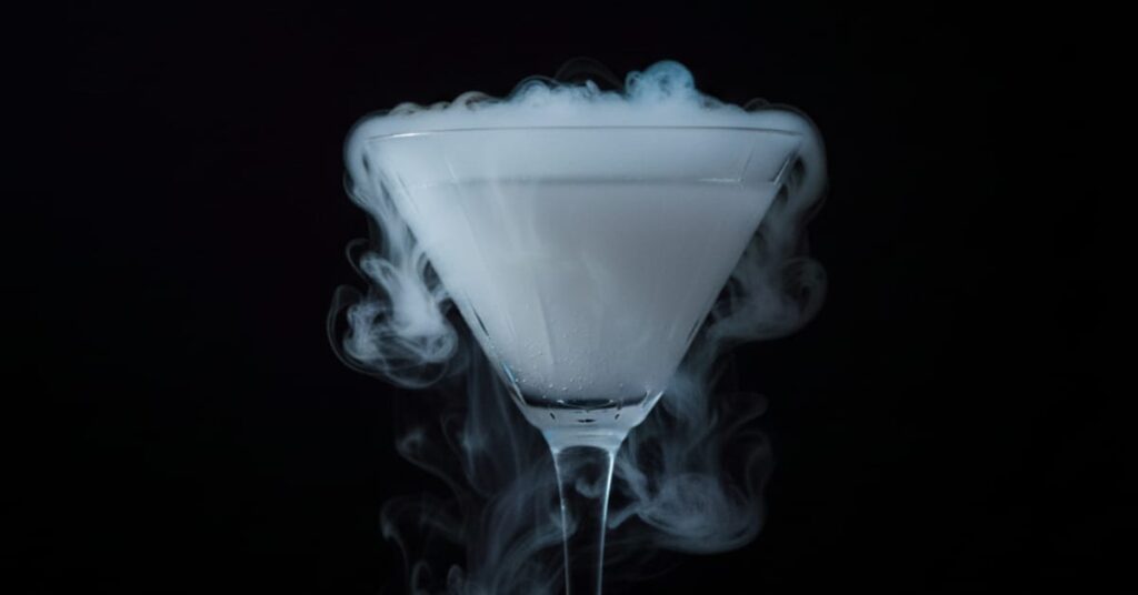 Glass filled with liquid nitrogen