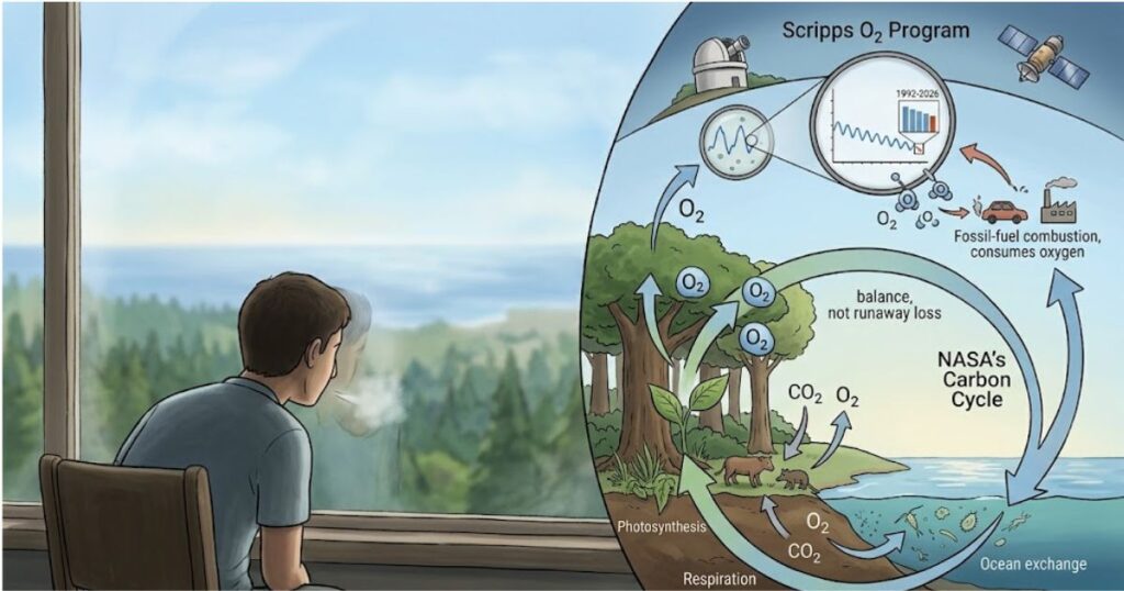A person contemplating the atmospheric cycles