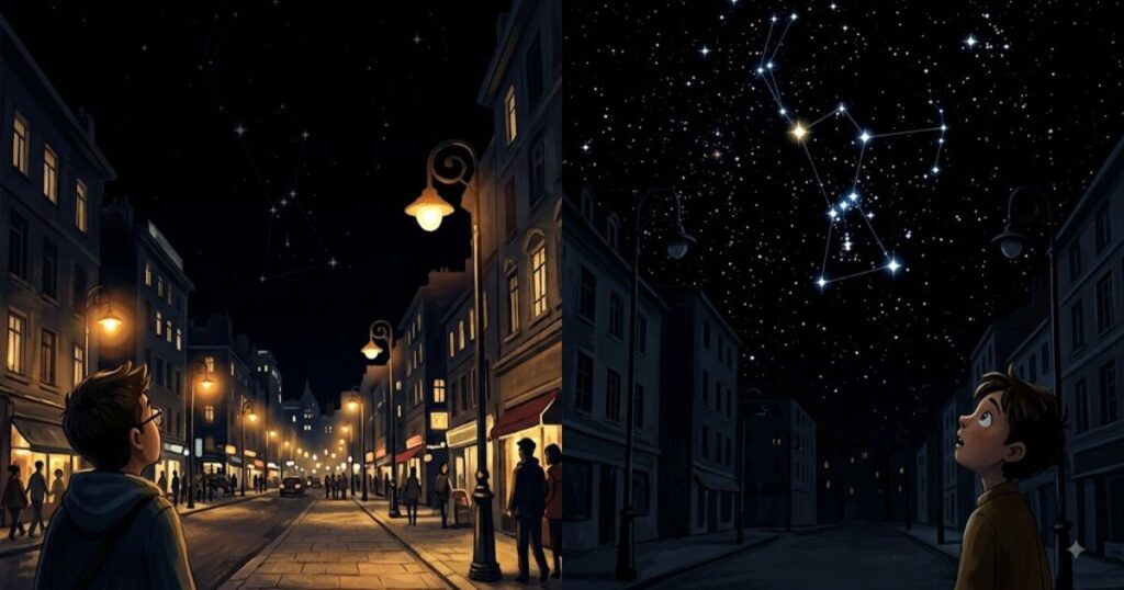 Light pollution is hiding the night sky stars from view
