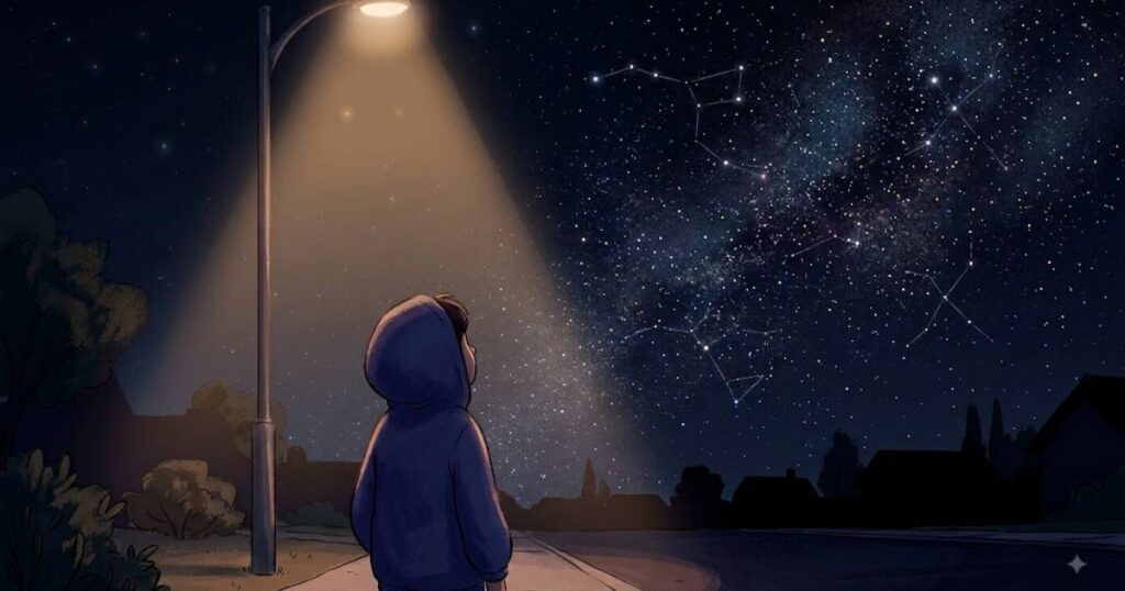 Streetlight is making it difficult to see faint stars in the night sky