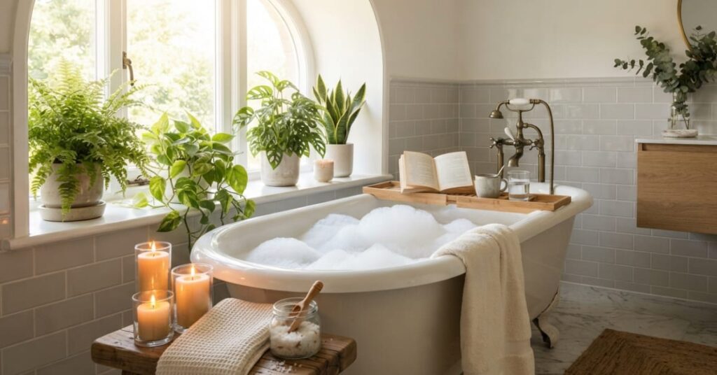 Bubble-filled bathtub for personal hygiene and healthy skin care