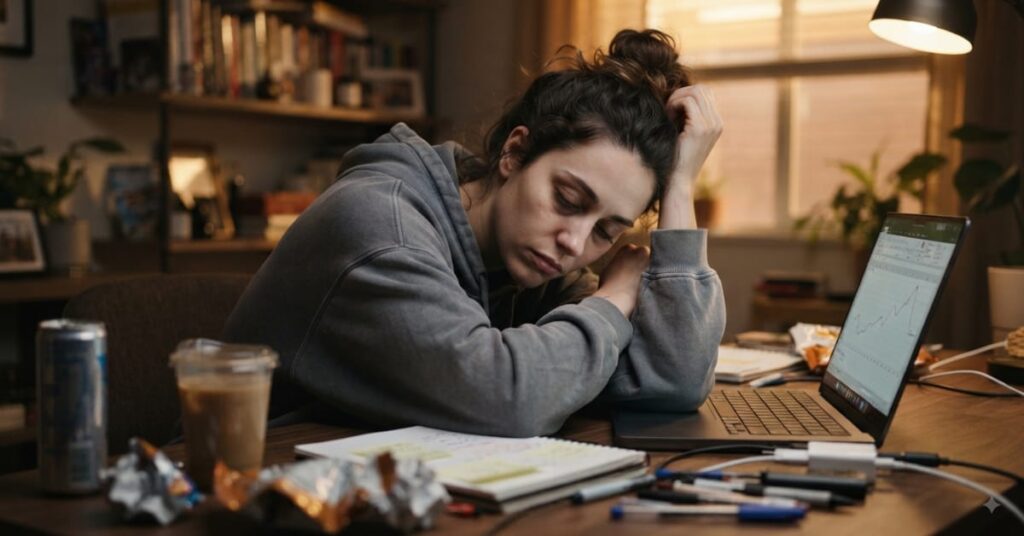 A girl experiencing low energy after beneficial gut bacteria disappear