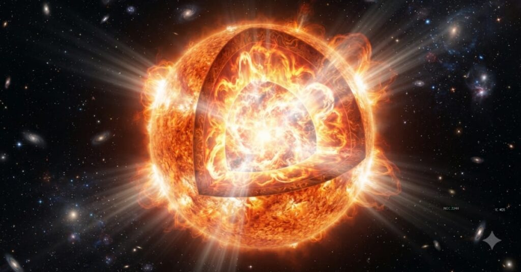 Bright star visible in deep space