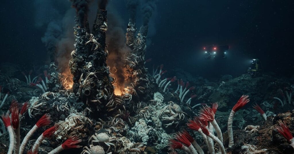 Hydrothermal vents deep beneath the ocean